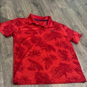 Under Armour Red Tropical Print Polo Shirt